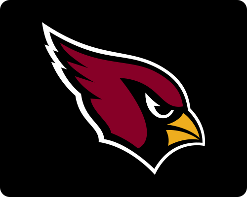 Illustration of a red cardinal bird head with a sharp yellow beak and bold black outline, set against a black background.