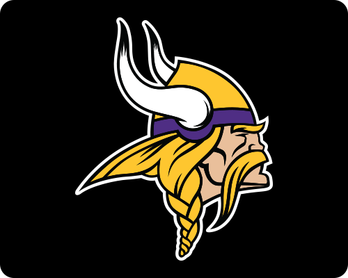 Profile of a blond Viking with a horned helmet and yellow mustache, on a purple background.